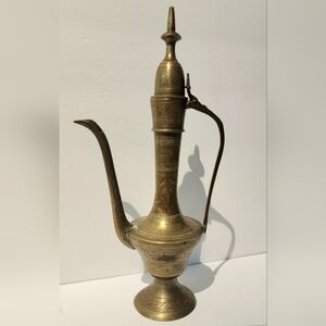 Vntg Brass Ewer 12"